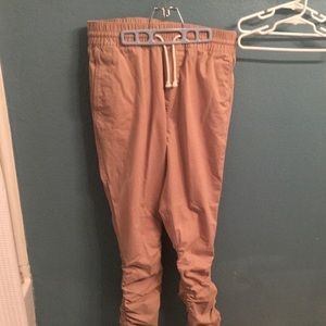 H&M Tan/Beige Tapered Leg Elastic Twill Joggers